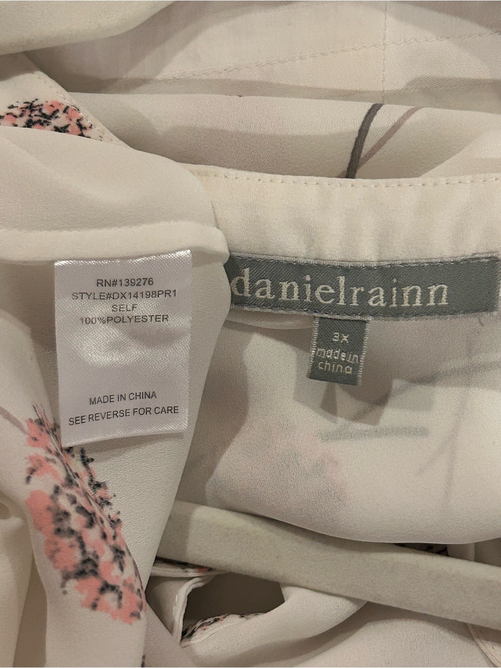 Daniel Rainn Womens Plus Size 3x Floral White Semi Sheer Boho Coquette Top Short - Picture 4 of 4